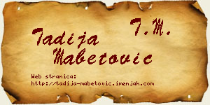 Tadija Mabetović vizit kartica